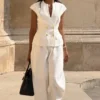 Chaleco de lino con botones Oriana – Blanco Chaleco de lino con botones Oriana – Blanco
