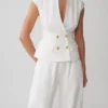 Chaleco de lino con botones Oriana – Blanco Chaleco de lino con botones Oriana – Blanco