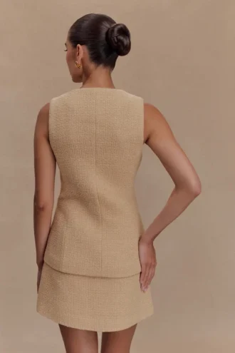 Chaleco sin mangas Camilla Bouclé – Gris topo claro
