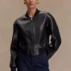 Chaqueta bomber de imitación de cuero Codi – Negro