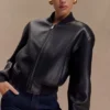 Chaqueta bomber de imitación de cuero Codi – Negro