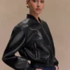 Chaqueta bomber de imitación de cuero Codi – Negro
