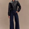 Chaqueta bomber de imitación de cuero Codi – Negro