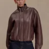 Chaqueta bomber de imitación de cuero Curtis – Chocolate oscuro Chaqueta bomber de imitación de cuero Curtis – Chocolate oscuro
