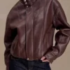 Chaqueta bomber de imitación de cuero Curtis – Chocolate oscuro Chaqueta bomber de imitación de cuero Curtis – Chocolate oscuro