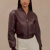 Chaqueta bomber de imitación de piel Codi – Merlot Chaqueta bomber de imitación de piel Codi – Merlot