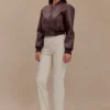 Chaqueta bomber de imitación de piel Codi – Merlot Chaqueta bomber de imitación de piel Codi – Merlot