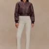 Chaqueta bomber de imitación de piel Codi – Merlot Chaqueta bomber de imitación de piel Codi – Merlot