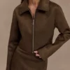 Chaqueta con cuello de ante sintético Hayes – Chocolate Chaqueta con cuello de ante sintético Hayes – Chocolate