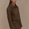 Chaqueta con cuello de ante sintético Hayes – Chocolate Chaqueta con cuello de ante sintético Hayes – Chocolate