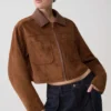 Chaqueta con cuello de ante sintético y cuero Remy – Beige Chaqueta con cuello de ante sintético y cuero Remy – Beige