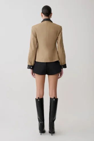 Chaqueta con cuello y cremallera Solange – Natural