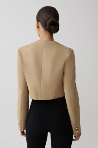 Chaqueta corta abotonada Marielle – Gris topo