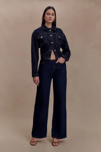 Chaqueta Denim entallada Kirra – Azul índigo lavado