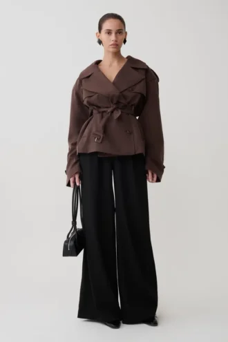 Chaqueta trench corta Alden – Chocolate