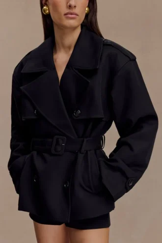 Chaqueta trench corta Alden – Negro