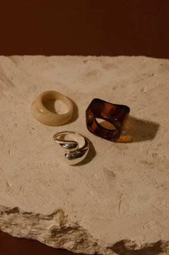 Conjunto de 3 anillos apilables Romeo – Plata