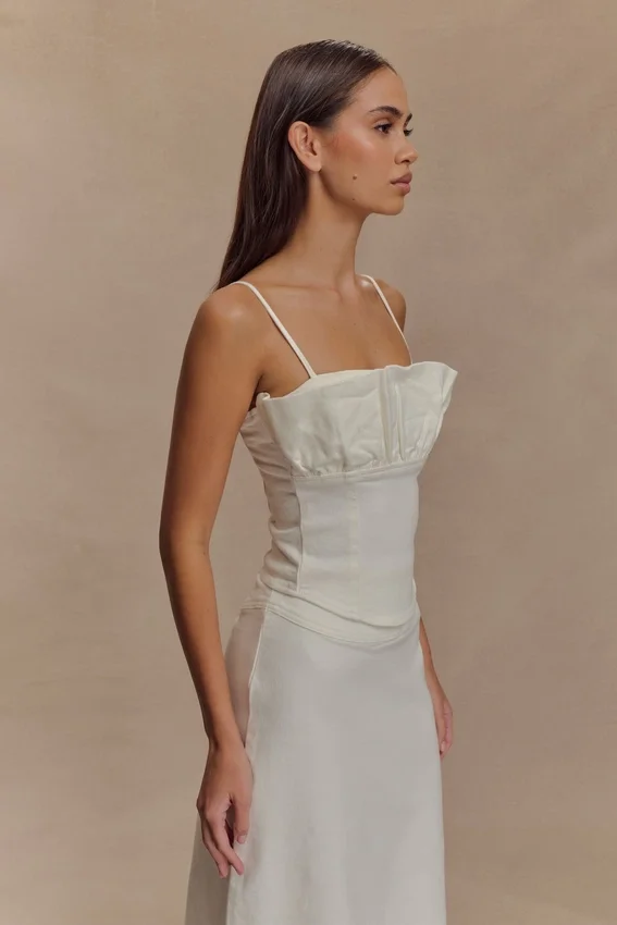 Corsé con volantes de Denim Cecilia – Blanco Corsé con volantes de Denim Cecilia – Blanco