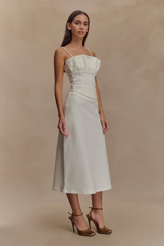Corsé con volantes de Denim Cecilia – Blanco Corsé con volantes de Denim Cecilia – Blanco