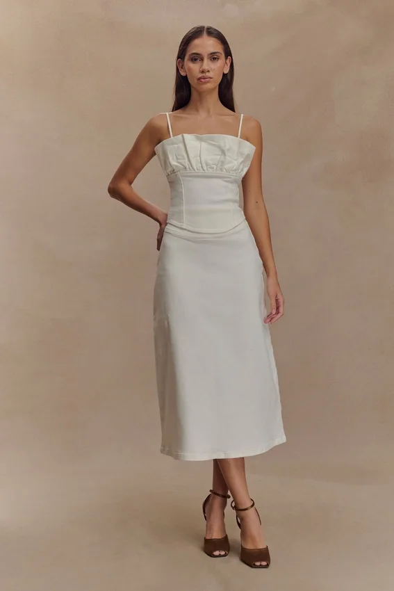 Corsé con volantes de Denim Cecilia – Blanco Corsé con volantes de Denim Cecilia – Blanco