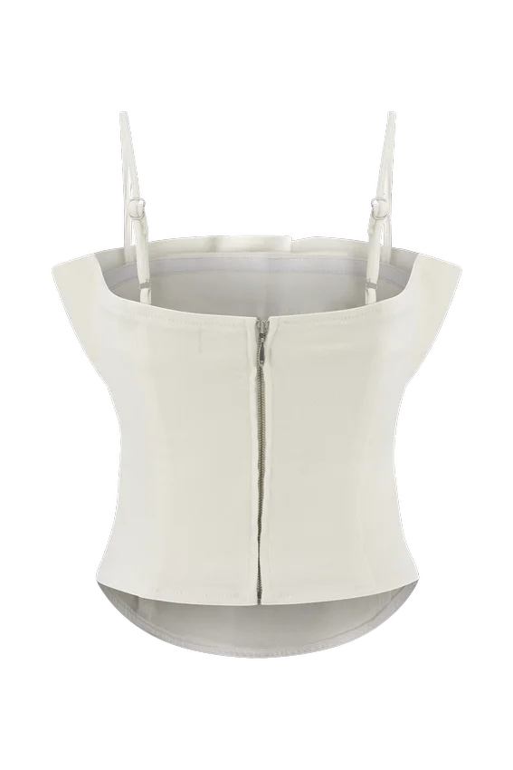 Corsé con volantes de Denim Cecilia – Blanco Corsé con volantes de Denim Cecilia – Blanco