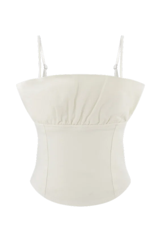 Corsé con volantes de Denim Cecilia – Blanco Corsé con volantes de Denim Cecilia – Blanco