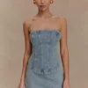 Corsé de Denim bordado Alessia – Light Vintage Corsé de Denim bordado Alessia – Light Vintage