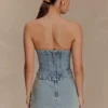 Corsé de Denim bordado Alessia – Light Vintage Corsé de Denim bordado Alessia – Light Vintage