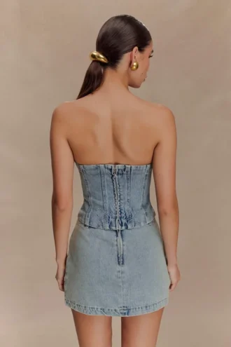 Corsé de Denim bordado Alessia – Light Vintage