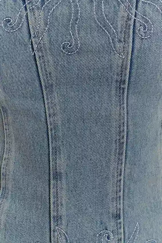 Corsé de Denim bordado Alessia – Light Vintage Corsé de Denim bordado Alessia – Light Vintage