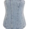 Corsé de Denim bordado Alessia – Light Vintage Corsé de Denim bordado Alessia – Light Vintage