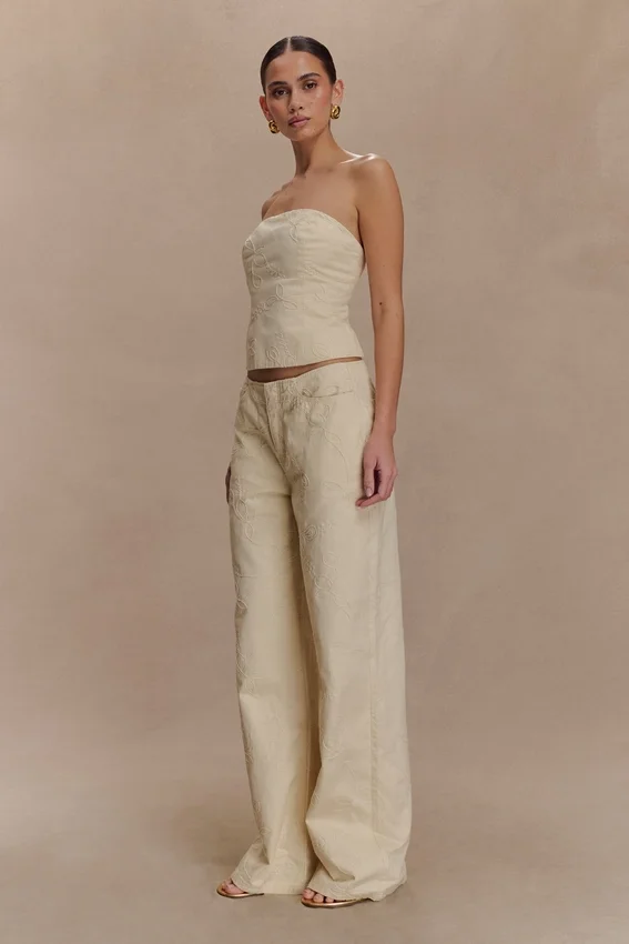 Corsé de Denim bordado Ebony – Crema Corsé de Denim bordado Ebony – Crema