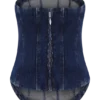Corsé de Denim con diamantes sin tirantes Monte – Azul medianoche Corsé de Denim con diamantes sin tirantes Monte – Azul medianoche