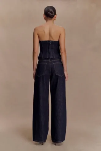 Corsé de Denim sin tirantes Monte – Azul índigo lavado