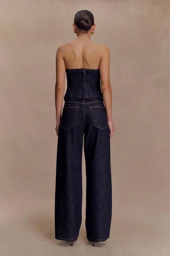 Corsé de Denim sin tirantes Monte – Azul índigo lavado Corsé de Denim sin tirantes Monte – Azul índigo lavado