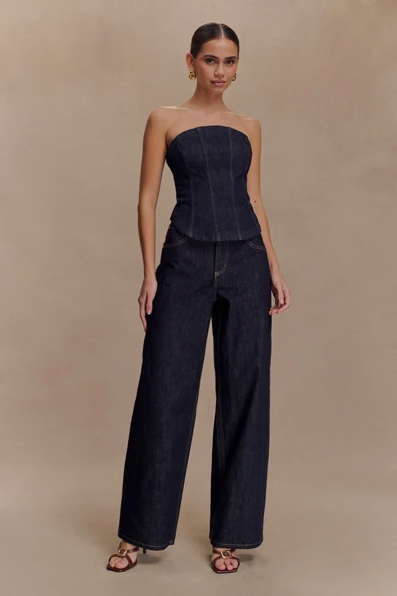 Corsé de Denim sin tirantes Monte – Azul índigo lavado Corsé de Denim sin tirantes Monte – Azul índigo lavado
