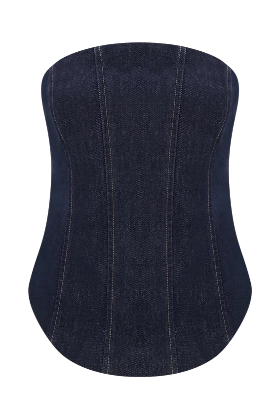 Corsé de Denim sin tirantes Monte – Azul índigo lavado Corsé de Denim sin tirantes Monte – Azul índigo lavado