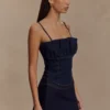 Corsé de volantes de Denim Cecilia – Azul índigo Corsé de volantes de Denim Cecilia – Azul índigo