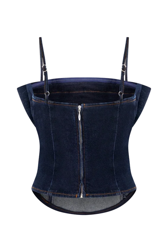 Corsé de volantes de Denim Cecilia – Azul índigo Corsé de volantes de Denim Cecilia – Azul índigo