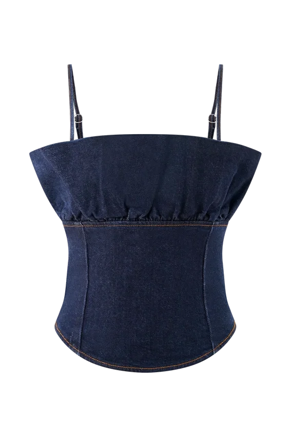 Corsé de volantes de Denim Cecilia – Azul índigo Corsé de volantes de Denim Cecilia – Azul índigo