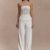 Pantalones rectos de satén Fatima – Blanco Pantalones rectos de satén Fatima – Blanco