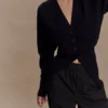 Cárdigan oversize con botones Alexia – Negro