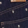 Denim de tiro medio con tachuelas Alima – Azul índigo lavado Denim de tiro medio con tachuelas Alima – Azul índigo lavado
