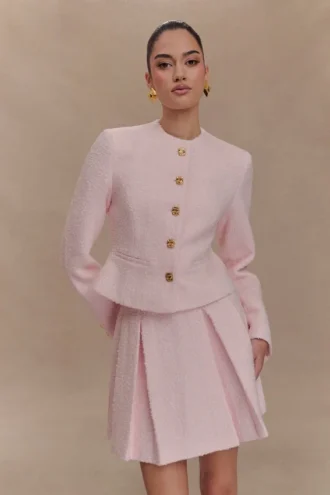Falda Cleo Bouclé Mini – Rosa empolvado