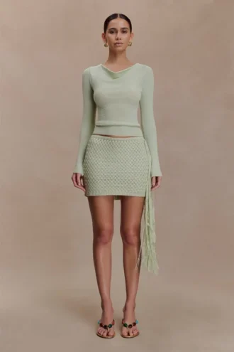 Falda de croché Terrymae – Verde pastel