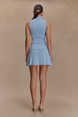 Falda de punto Indy Pointelle – Azul aciano