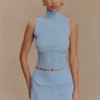 Falda de punto Indy Pointelle – Azul aciano Falda de punto Indy Pointelle – Azul aciano