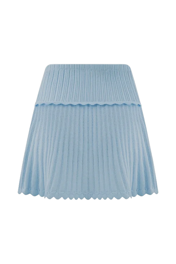 Falda de punto Indy Pointelle – Azul aciano Falda de punto Indy Pointelle – Azul aciano