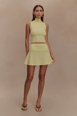 Falda de punto Indy Pointelle – Limón