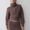 Falda de punto Skylaine – Marrón jaspeado Falda de punto Skylaine – Marrón jaspeado